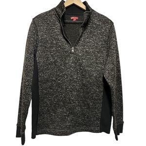 Merona 1/4 Zip Pullover Grey Black Sweater Women’s Medium Career Cardigan